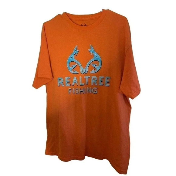 REALTREE SIZE XL ORANGE TEE WITH REALTREE FISHING ON FRONT - Picture 1 of 2